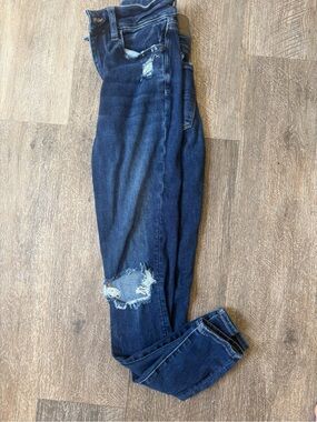 American Eagle Outfitters Dark Blue Distressed Skinny Jeans